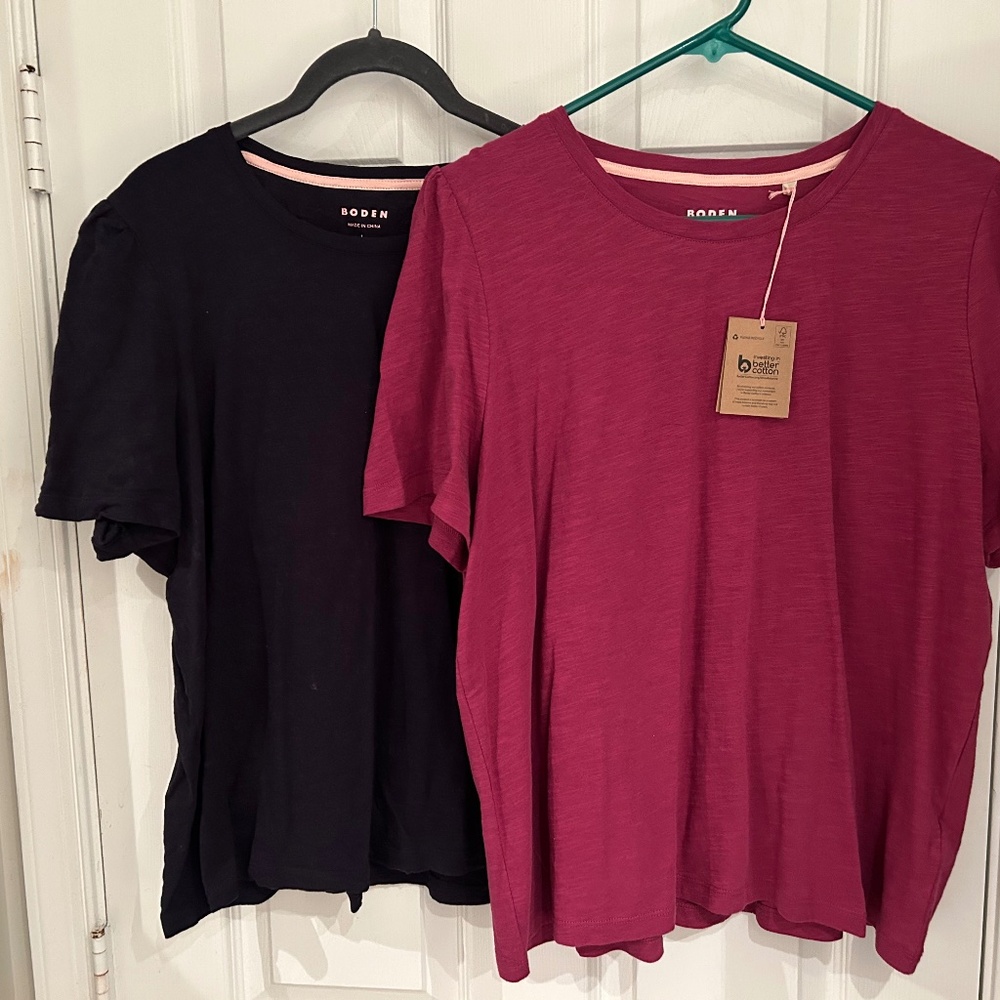 Boden Short Sleeve Tees in Black and Berry
